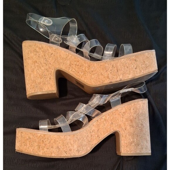 Torrid Lucite Cage Platform Wedge Heels S 11WW Clear Jelly Straps Court Sandal - Picture 6 of 10